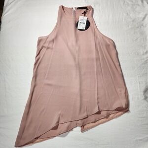 Harlowe & Graham Top Womens Small Dusty Pink Layered Zip Back Sleeveless NWT